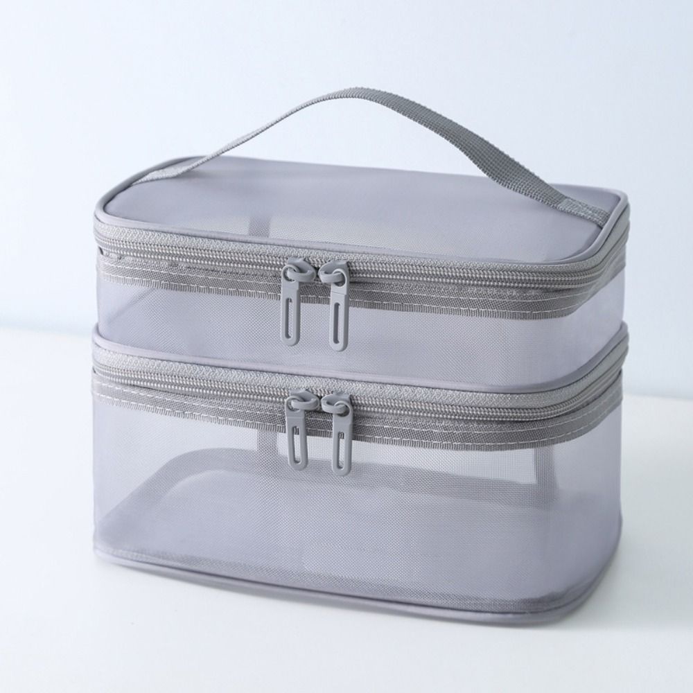 1/2/3 Layers Mesh Cosmetic Bags Zipper Perspective Makeup Bag Casual Cosmetic Storage Bag Women