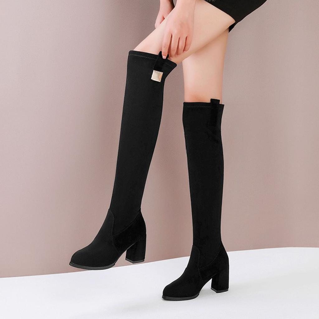 Womens Long Boots High Heel Long Boots Women'S Knee High Boots Autumn And Winter Heels Long Tube Thin Thick Thigh High Boots