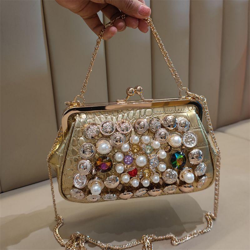 Сумка для ужина Charm Socialite Diamond Studded 2025 New Sweet Handheld Chain Shoulder Bag