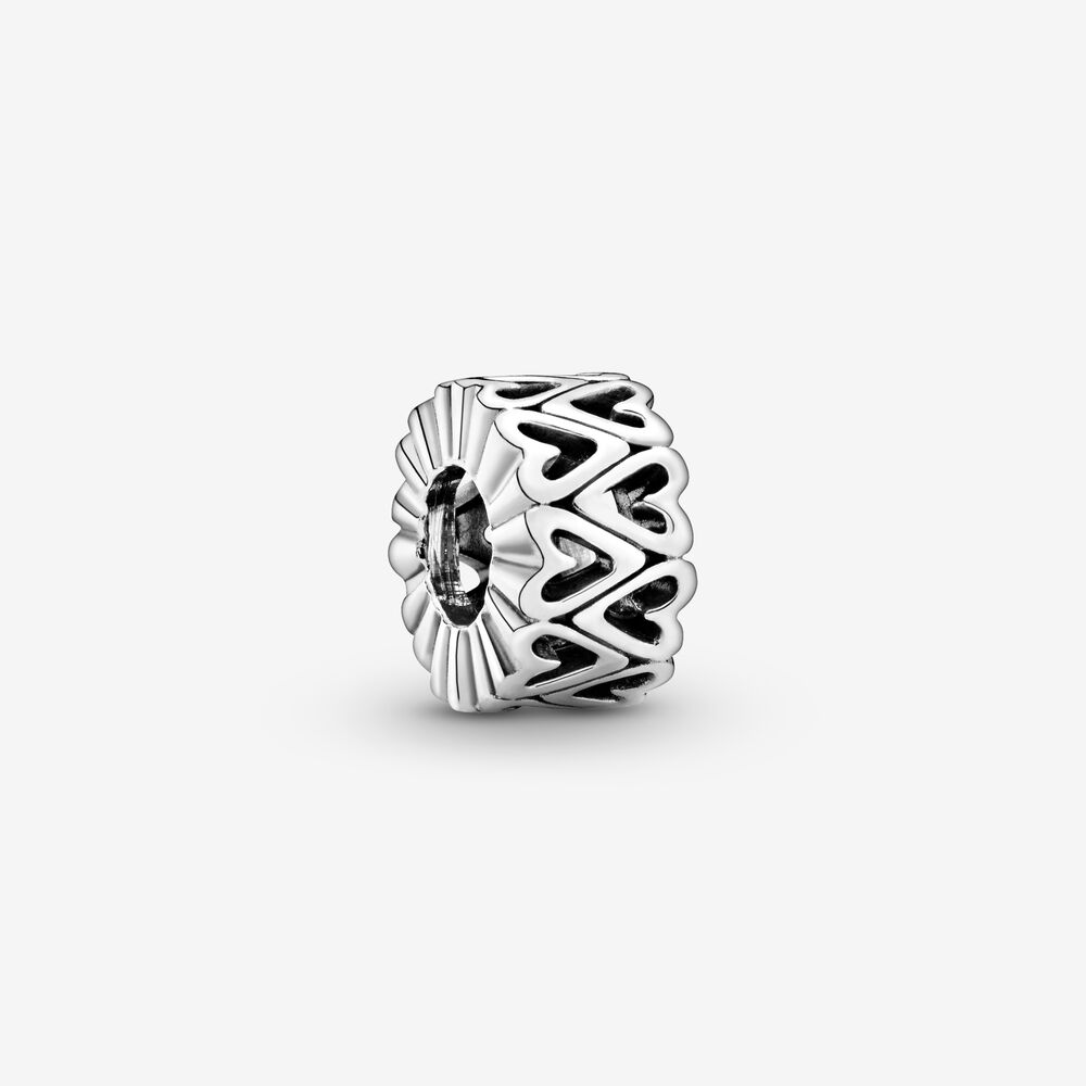 New 925 Silver Heart Spacer Beads for DIY Bracelet Fashion Jewelry Women Accessories Openwork Charm