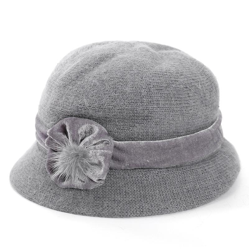 Теплая вязаная шапка из кроличьей шерсти для пожилых людей среднего возраста на осень-зиму, для бабушки, свекрови, тети, шапка с бархатной пряжей для мамы