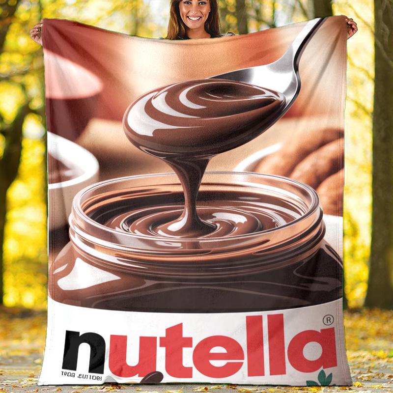Nutella Theme Printed Blanket,Perfect for Couch, Bed, Travel & Outdoor Use | Machine Washable, Cozy & Durable.