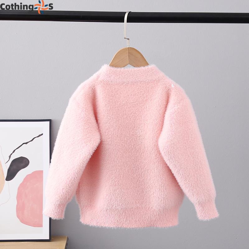 Осенне-зимний детский свитер, пуловер, свитер с круглым вырезом, вязаный свитер, пуховик из норки, детский мультяшный свитер с длинными рукавами