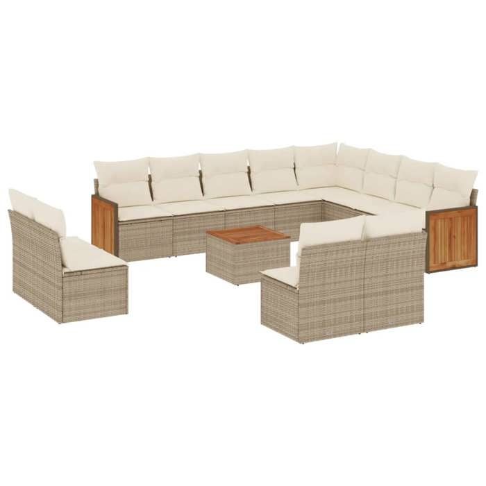 VidaXL Salon de Jardin avec Coussins 13 pcs, Canapés de Terrasse, Ensemble de Meubles de Patio, Mobilier d'Extérieur, Beige 3228158
