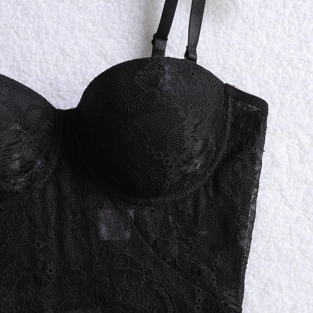 2025 Весна/Лето Европейский и Американский Стиль Сексуальное Кружевное Приталенное Платье на Бретелях-спагетти