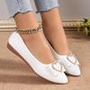 2025 Office Patent Leather Woman Flats Shoes Ballets Metal Buckle Bow Lady Fall Girl Ballerina Dress Pointed Toe Slip