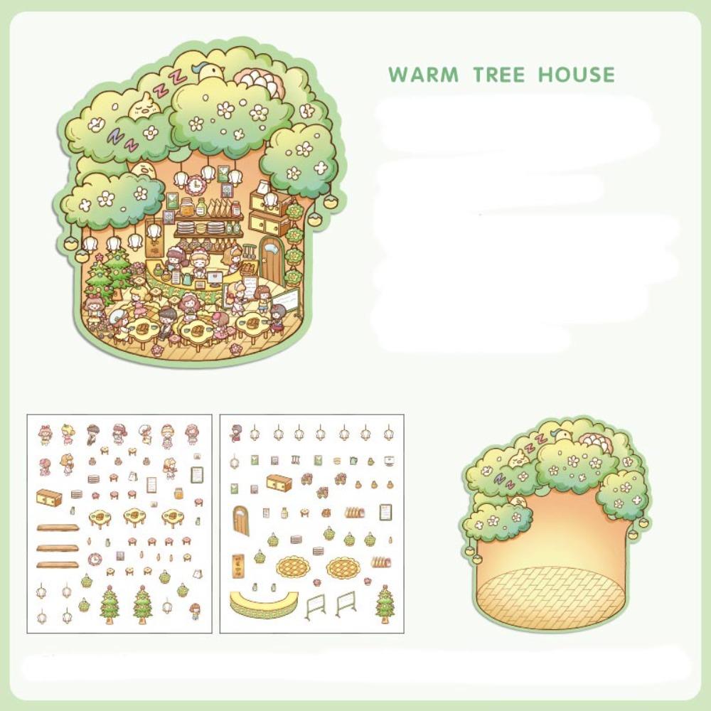 Visual Stacking 3D Landscaping Stickers Tree House Miniature Scene Sticker Gift