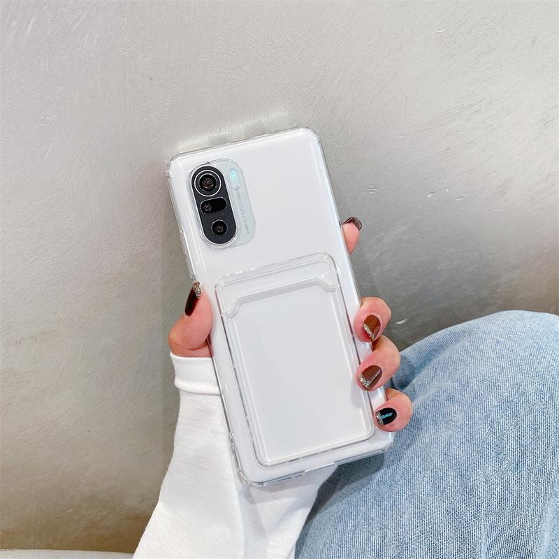 Clear Case Wallet Card Holder For Xiaomi Mi 11 Ultra 11T POCO X3 NFC Redmi Note 9 10 Pro Max K40 Pro 10 9 9A 9C Transparent Cover