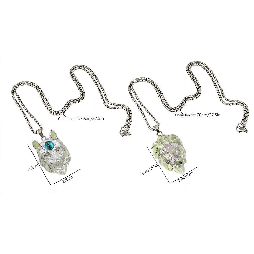 Цинк Цинковый сплав Светящийся кулон Ожерелье Лев Волк Хип-хоп Цепочки на шею Крутое Хэллоуин Ожерелье Вечеринка