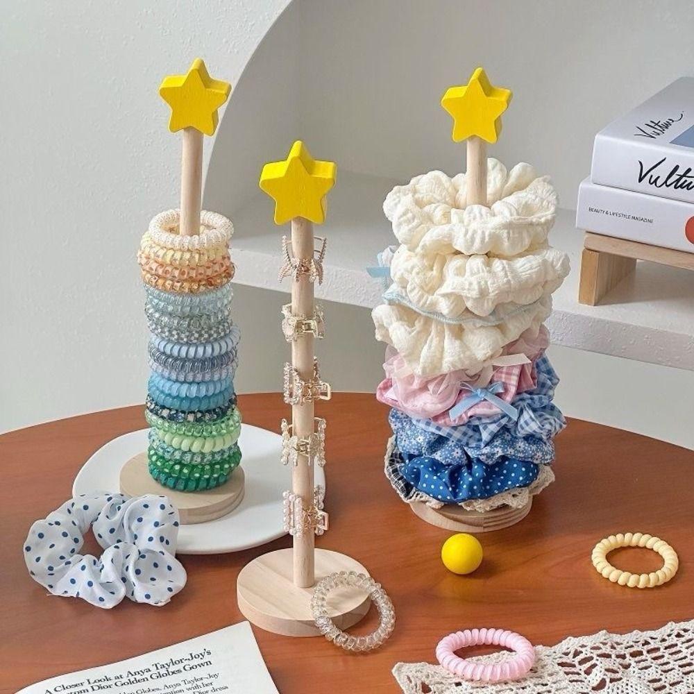 Дофаминовый держатель для петель для волос Деревянная подставка для демонстрации зажимов для волос Прочная стойка для хранения резинок для волос