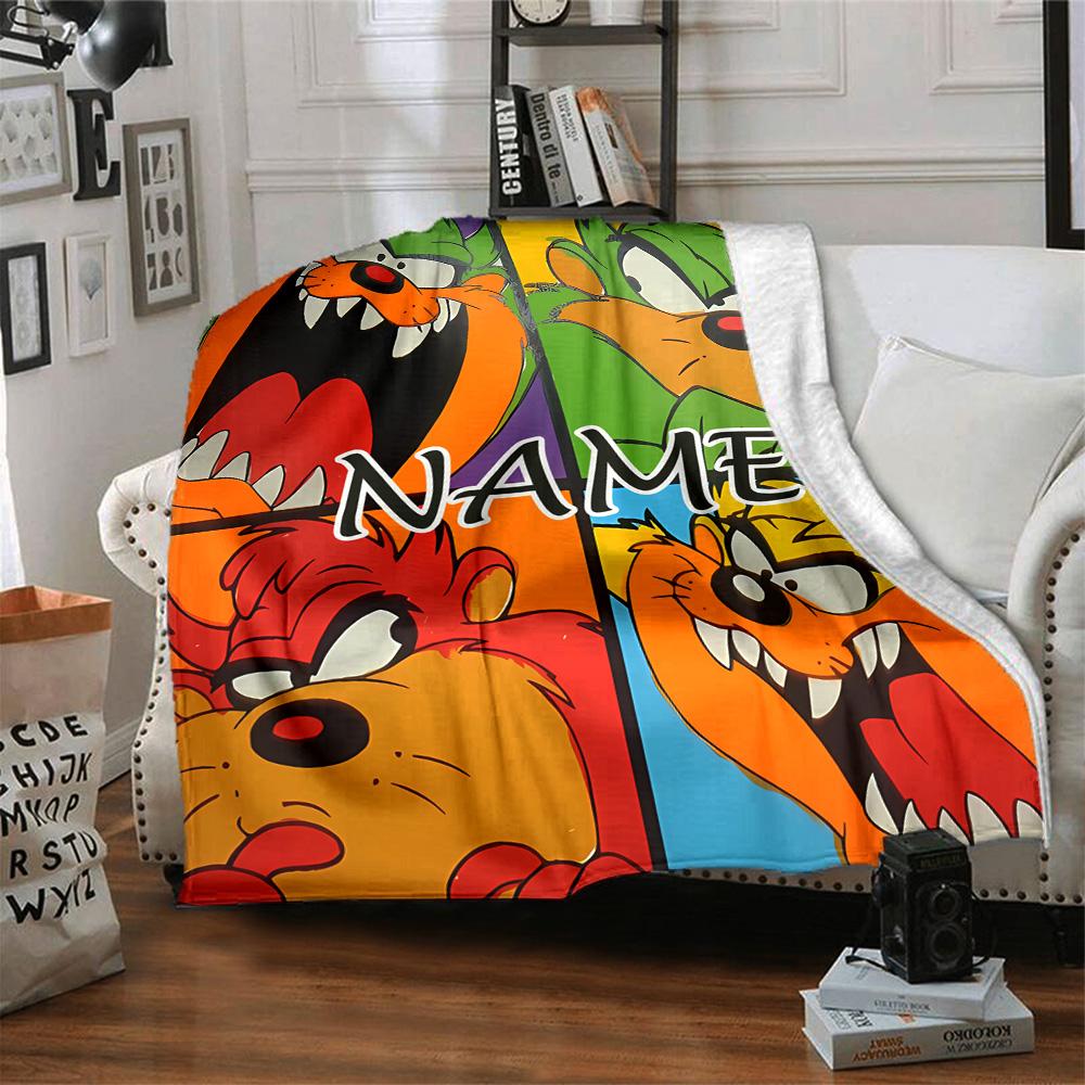 Customizable Taz1 Throw Blanket – Personalized Name, All-Season Cozy Snug Blanket, Machine Washable, Personalized Blanket