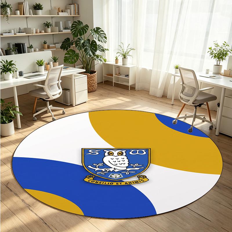 Sheffield Wednesday Football Printed Round Crystal Velvet Rug Soft Non Slip Floor Carpet For Bedroom Holiday Gift