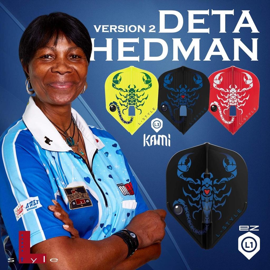 Дротик L-style оперение Deta Hedman вер.2 L1 EZ Черный Стандартная форма Интегрированное кольцо Шампанское fl00689