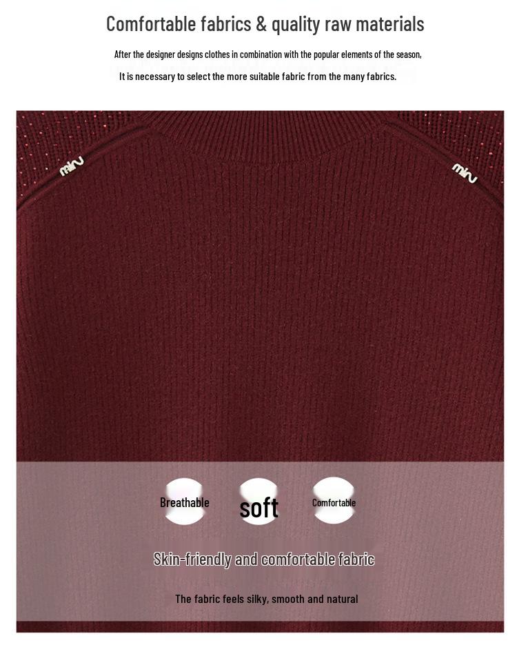 Mom's Winter Plus Velvet Red Sweater for the Year of the Horse - Warm Middle-Aged Women's Base Layer Top