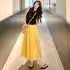 Yellow Skirt for Women In Summer New Design High Waist Slim A-line Skirt Korean Gentle Pleated Skirt