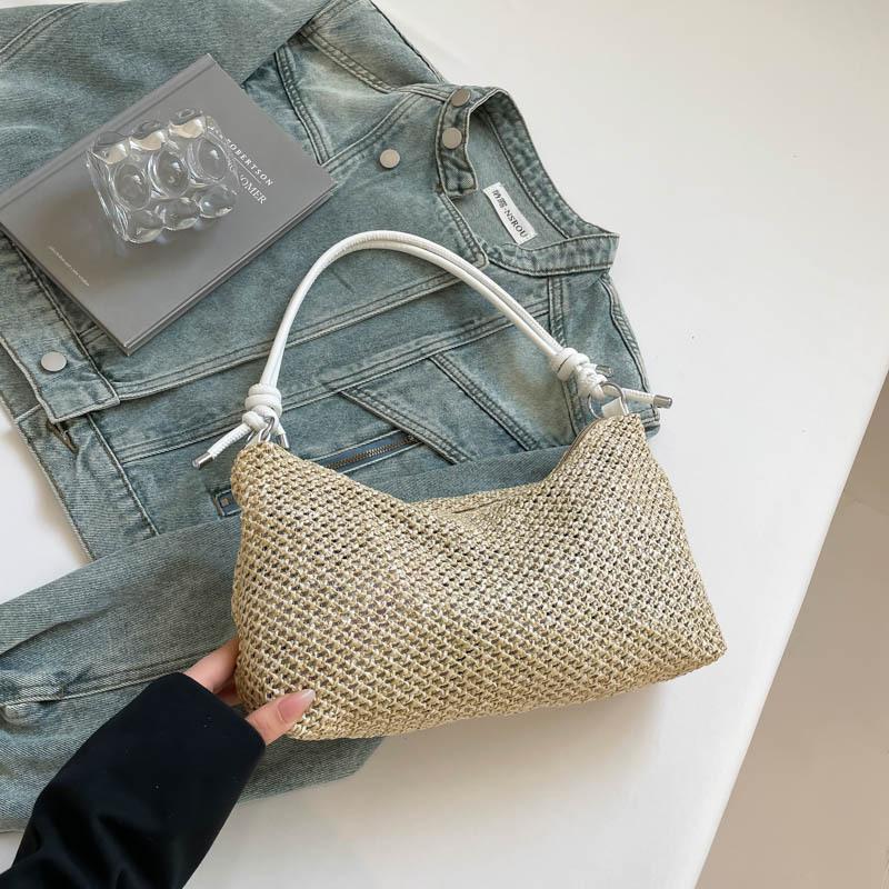 Fashion Large Capacity Woven Straw Tote Single Shoulder Underarm Bag For Women