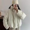 2024 зима новый белый утиный пуховик женский короткий воротник стойка свободный маленький пальто