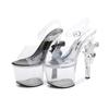 Women's 17cm Super High Heels Stiletto Waterproof Platform Transparent Crystal Sandals Nightclub Party Pole Dance Model Shoes