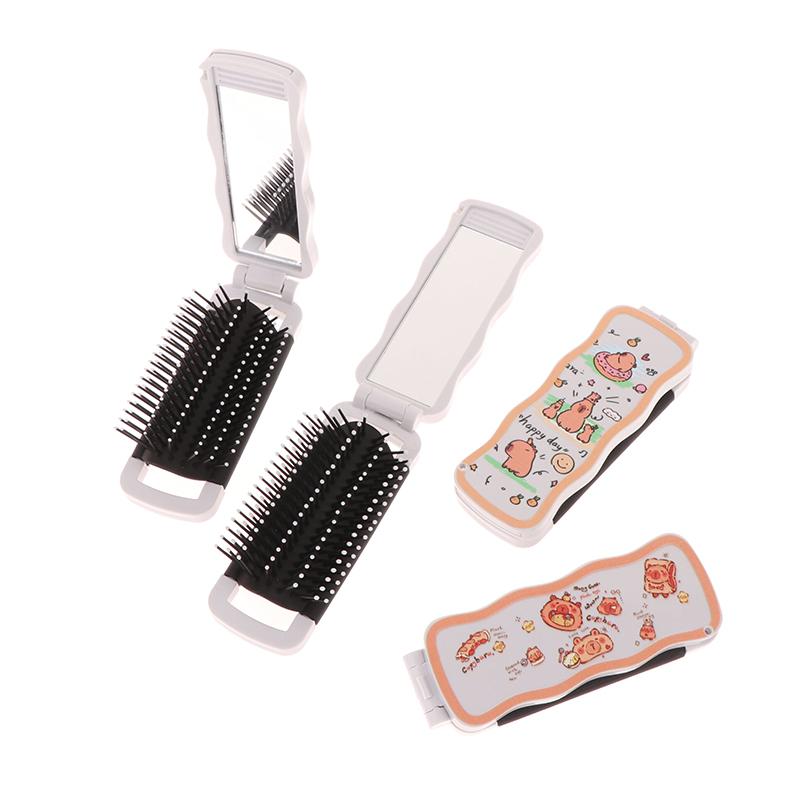 Мини-щетка для волос, складная массажная расческа, массаж головы, антистатическая портативная дорожная щетка для волос, расчески для волос для девочек с зеркалом