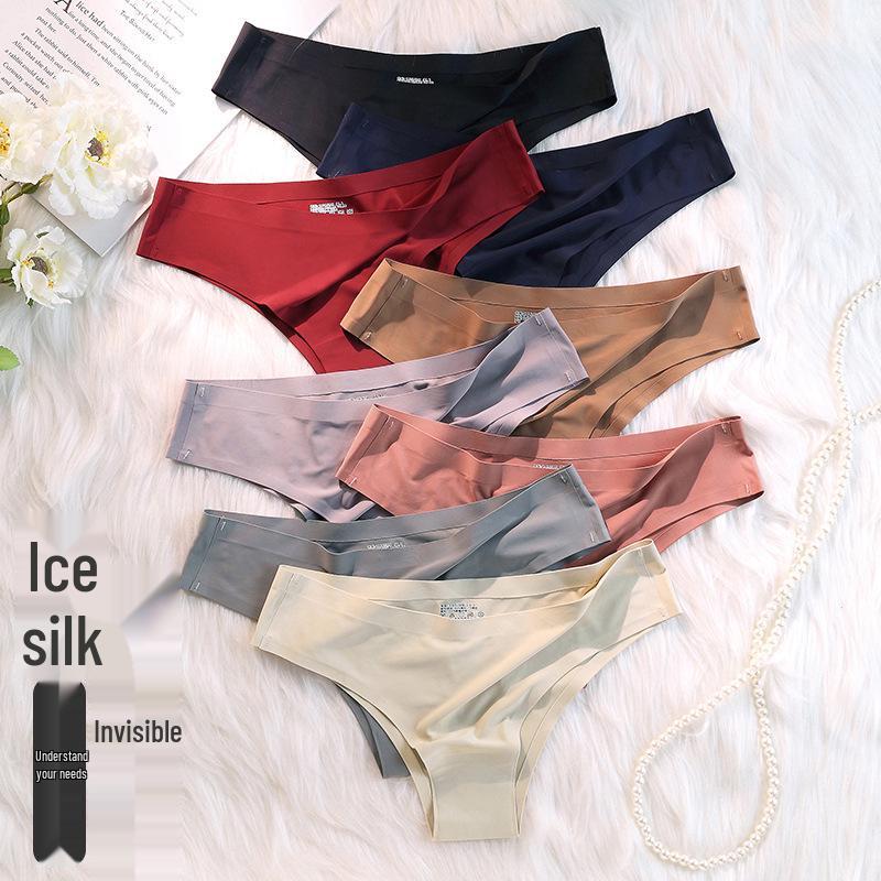 Ice Silk Seamless Mid-Waist Thong - Breathable & Comfortable Women's Panties