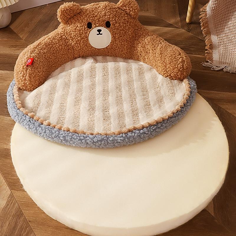 Cat Bed Warm Bear Shape Pet Sleeping Mat for Small Medium Dogs Cats Soft Cozy Cat Sofa Non-slip Puppy Kitten Nest Pet Supplies