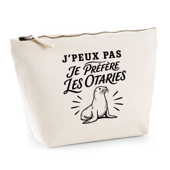 Trousse de toilette - PLANETEE - J’peux pas minimaliste - Beige - 100% coton - 3 L - Zip métal