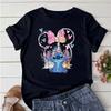 Fashion Disney Watercolor Stitch Graphic Printed T-shirt Summer Female Casual Short Sleeve Tops Tees Clothing Harajuku T Shirt