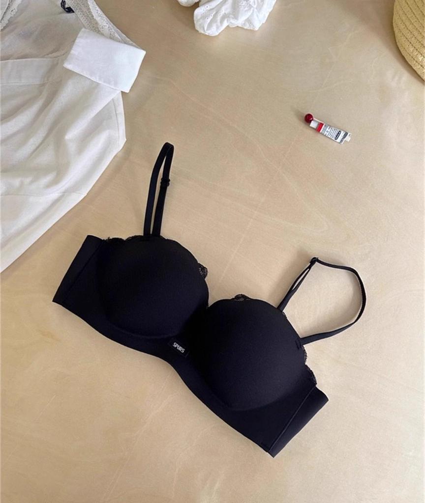 Seamless Thin Strap Push-Up Bra for Small Busts - Wirefree, Anti-Sagging, Enhances Size for a Sexy Look