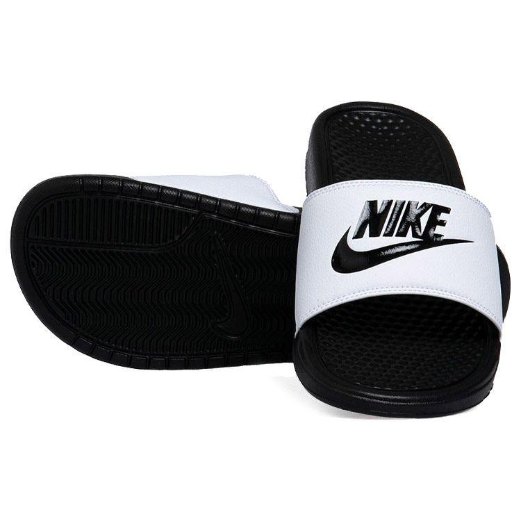 Nike Benassi Шлепанцы Белые Сандалии Унисекс Черно-Черные 343880-100