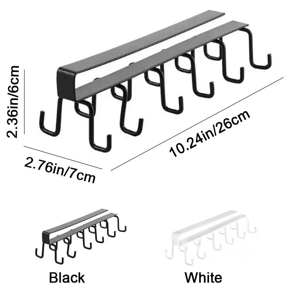 Punch-free 12 Hooks Cup Holder Black/White Under Cabinet Storage Rack  Kitchen