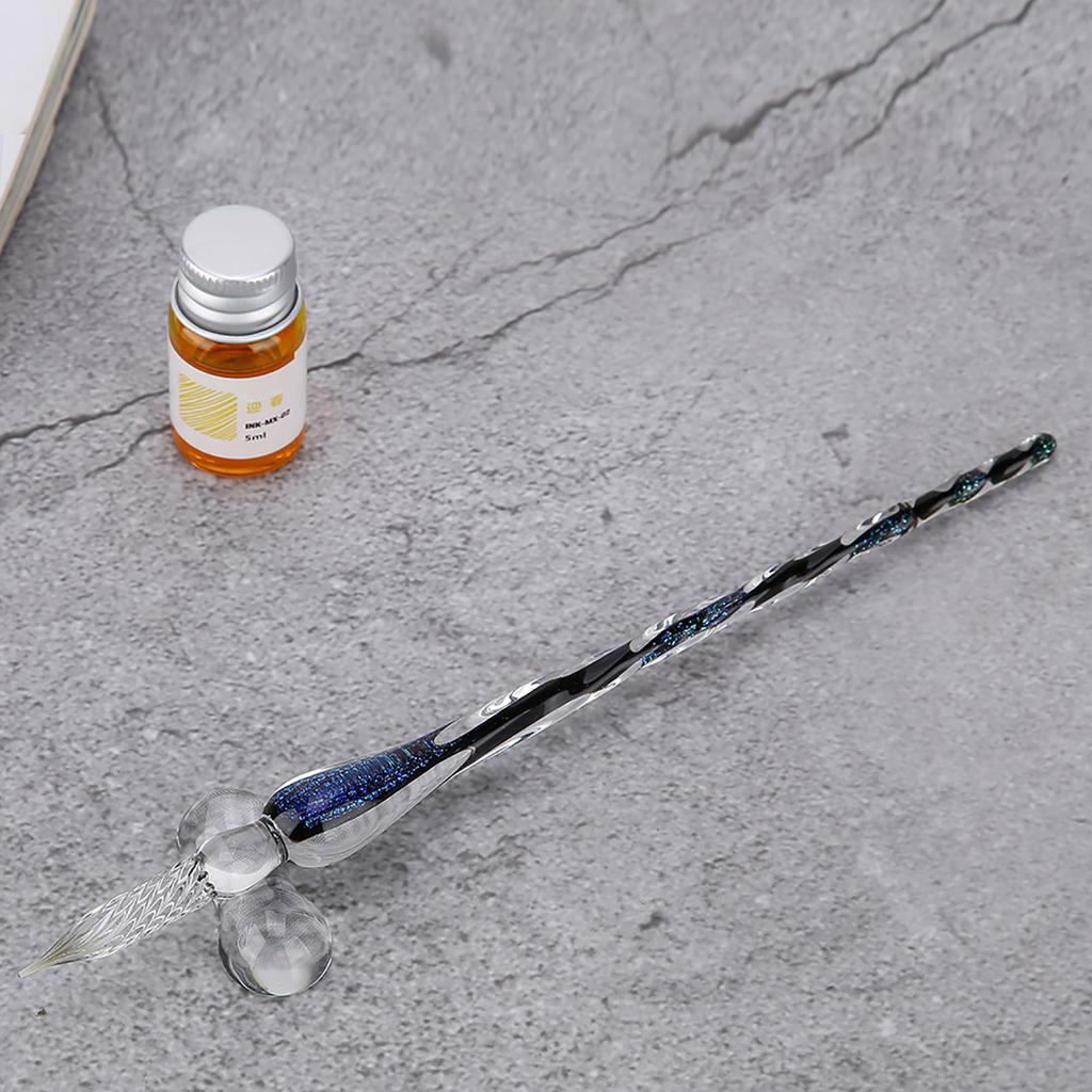 Glass Dip Pen Signature Ink Pen Fountain Pen Set with Ink Penholder Colorful