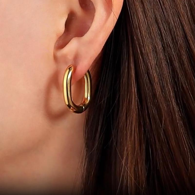 Модные Серьги-Кольца из Нержавеющей Стали Для Женщин Толщиной 4 мм U-образной Формы Панк Хип-Хоп Золотой Серебряный Цвет Женские Украшения Pendientes Mujer