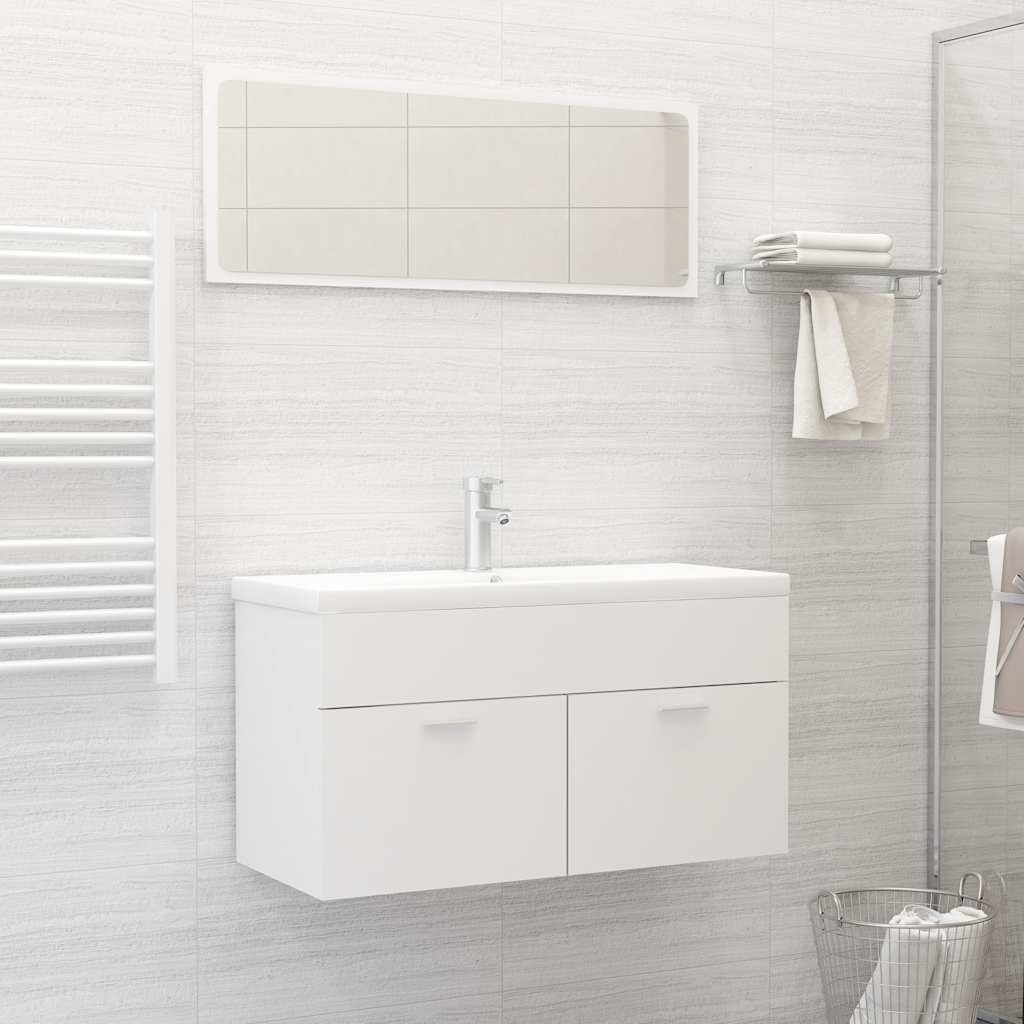 2 Piece Bathroom Furniture Set White Particleboard