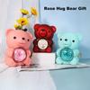 Preserved Rose Hug Bear Gift with Heart Necklace Rotatable Eternal Flower Bear
