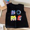 Kids Summer Cotton Sleeveless Vest Baby Thin 3D Letter T Shirt Boys Girls Breathable Top