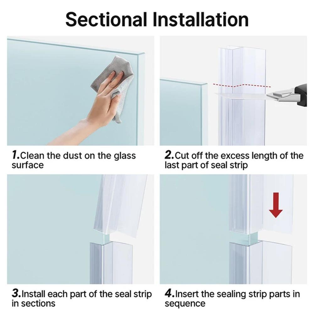 3M Уплотнительная лента для душевой стеклянной двери, Силиконовая мягкая щетка для душевой двери для остановки протечек, Бескаркасная уплотнительная лента