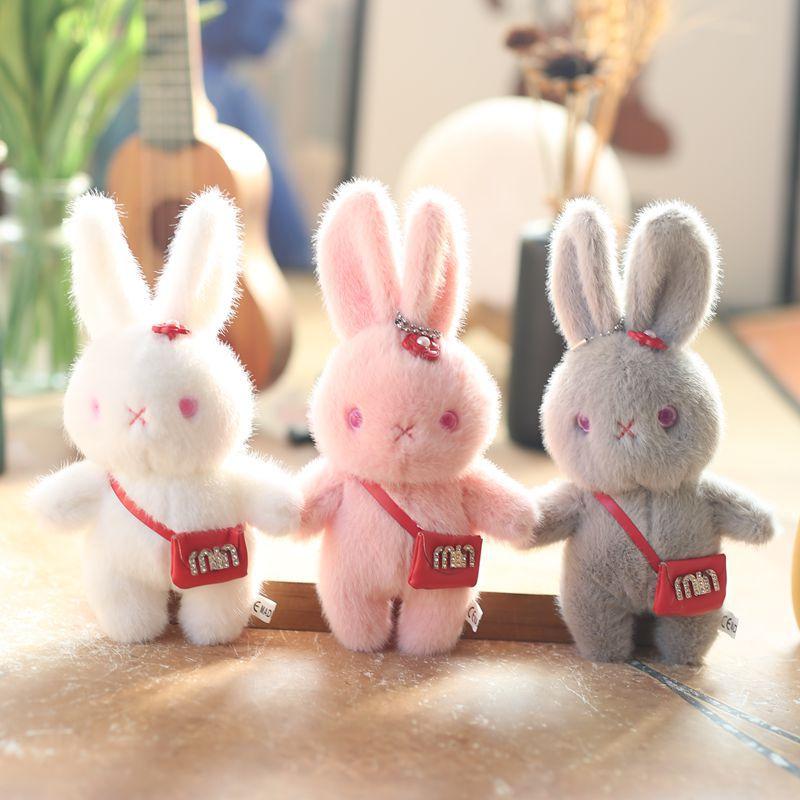 Cute Cute Shoulder Bag, White Rabbit Pendant Plush Toy Doll Bag Hanging Decoration Keychain Doll Doll Doll