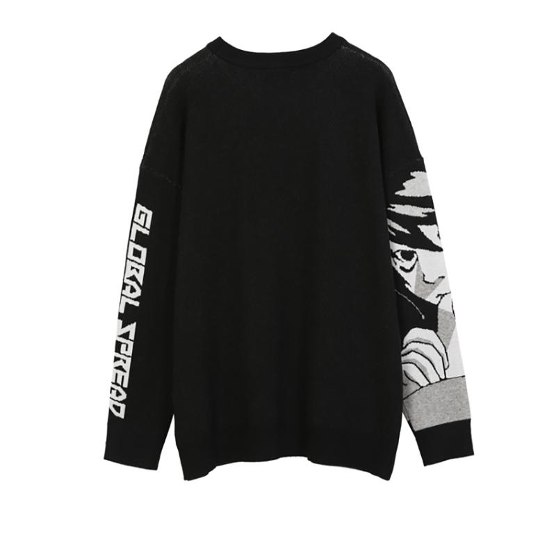 Свитер для мужчин и женщин Autumn Tide Brand Round Neck Anime Loose Knit Sweater Men and Women Couples Dark