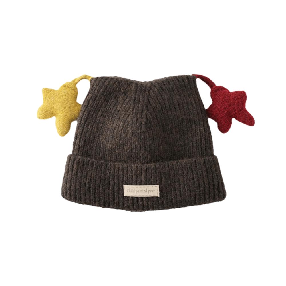 Thick Knit Kids Beanie Star Decor Baby Beanie Comfort Fit Knitted Cap Winter Outdoor