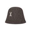 VARZAR VA Applique Cable Knit Bucket Hat Brown