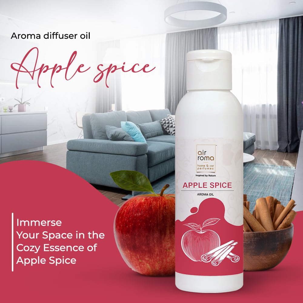 AIR-ROMA Яблочная специя Чистое, натуральное и неразбавленное масло для аромадиффузора 100 мл, Аромат для дома, Ароматерапия, Помогает при концентрации и медитации