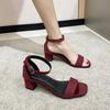 Fashion Summer Square Toe Heeled Sandals 2025 Hot Sale Buckle Strap Women's Sandals Fashion Peep Toe Dress