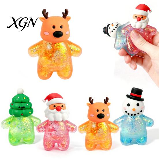 Calm Down Tools for Home Christmas Santa Snowman Squeeze Stress Ball, Slow Rising Soft TPR Balls Fidget Toy Anxiety Relief, Cute Holiday Decompression