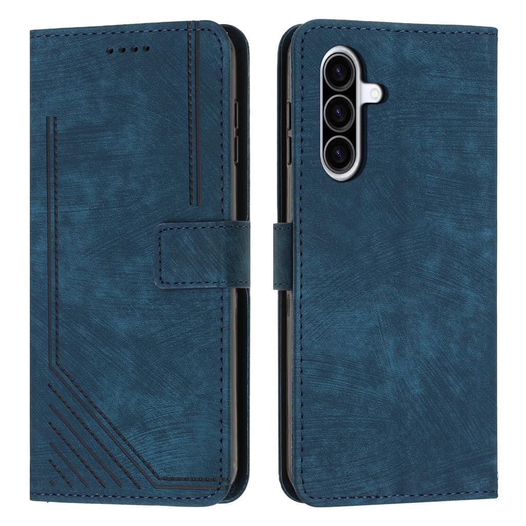 For Samsung Galaxy A56 5G Case Imprinted Lines Leather Phone Cover Folding Stand