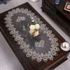 Dacron Tea Table Cover Flower Embroidery Coffee Table Placemat Oval Lace Tablecloth Living Room