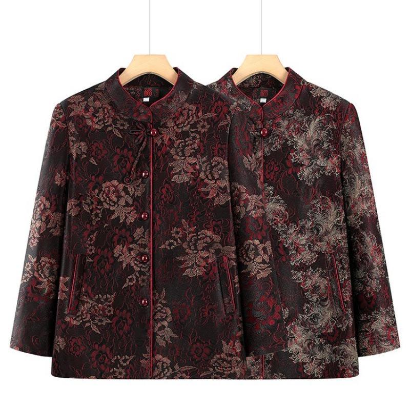 Women's autumn coat stand-up collar wear old lady top women