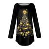 Женская свободная футболка с круглым вырезом и рождественским принтом, длинный рукав, топы, пуловер
