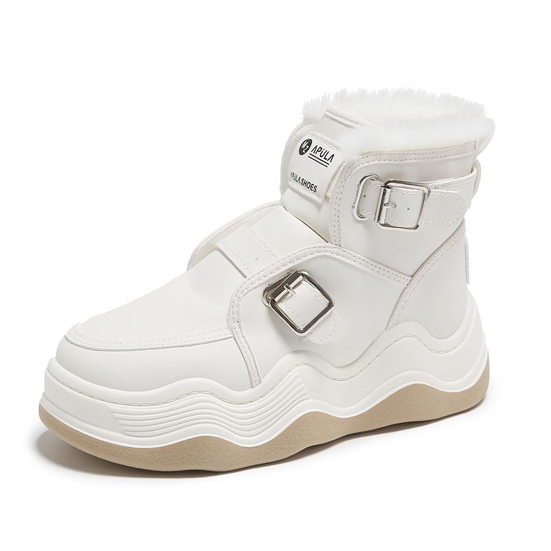 2024 Новый стиль, утолщенные высокие женские туфли с флисовой подкладкой, модные универсальные хлопковые короткие белые туфли-трубы для летнего сезона