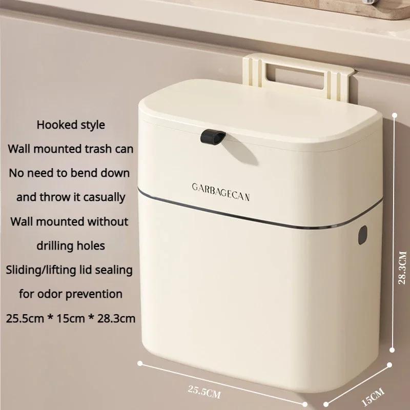 Wall Mounted Trash Can Hanging Household Wastebasket Flip Cover Save Space Garbage Storage Bin Bathroom Garbage Can with Lid