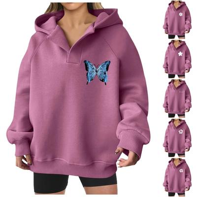 Толстовки для женщин, осенняя мода, повседневное искусство, цветы, буквенный рисунок, топы с v-образным вырезом, свободные блузки с длинными рукавами